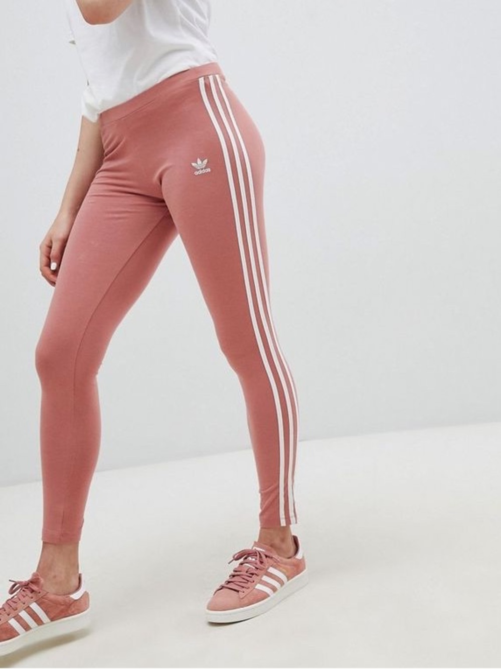 adidas Women’s Dusty Pink Three-Stripe Leggings